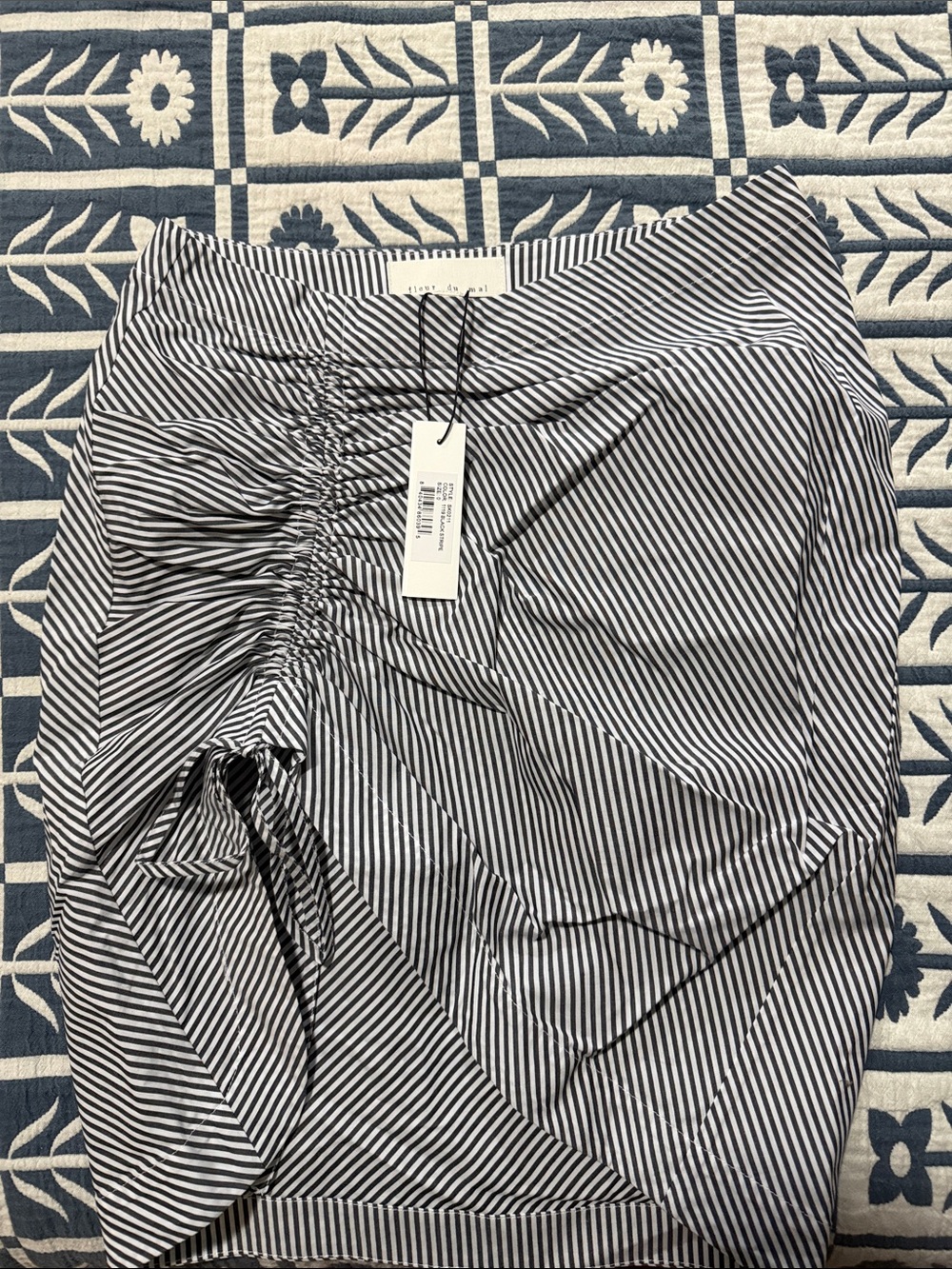 Fleur Du Mal: Striped Black and White Ruched Pencil Skirt. BNWT